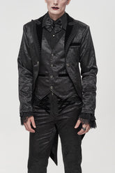 Manteau d'homme à queue d'hirondelle avec motif gothique noir lumineux imprimé décoration